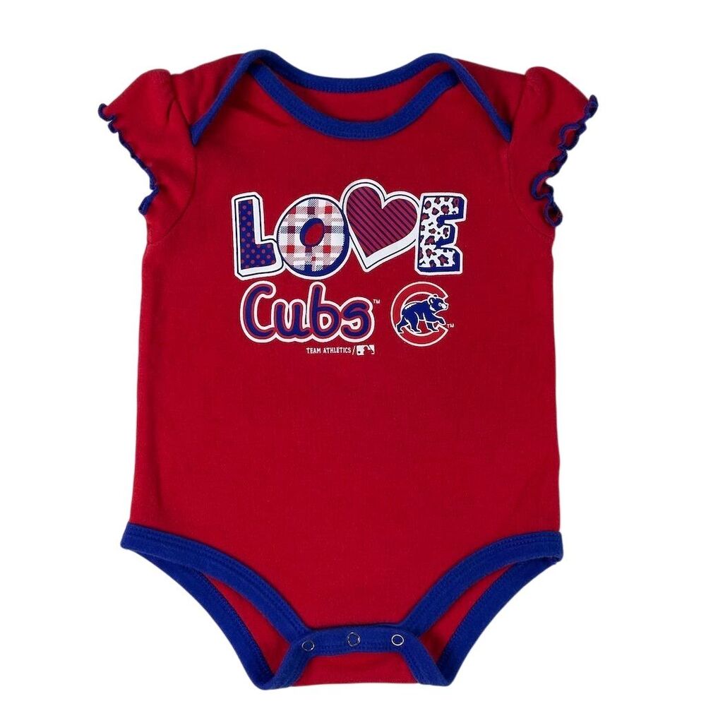 Chicago Baseball Baby Bodysuit  3-6M Red LOVE CUBS Infant Girls Cubs Outfit Top